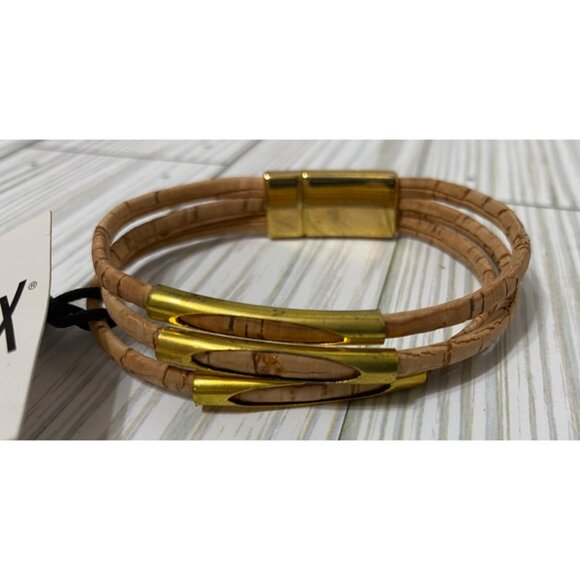 Corx Cork & Gold-Tone Metal Bracelet With Magnetic Clasp Recycled - Picture 3 of 6